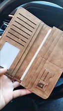 Men's Leather Long Wallet Bifold ID Card Holder Purse Checkbook Clutch Billfold