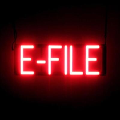 SpellBrite E-FILE Sign | Neon E-File Sign Look, LED Light | 18.3'' x 6.3''