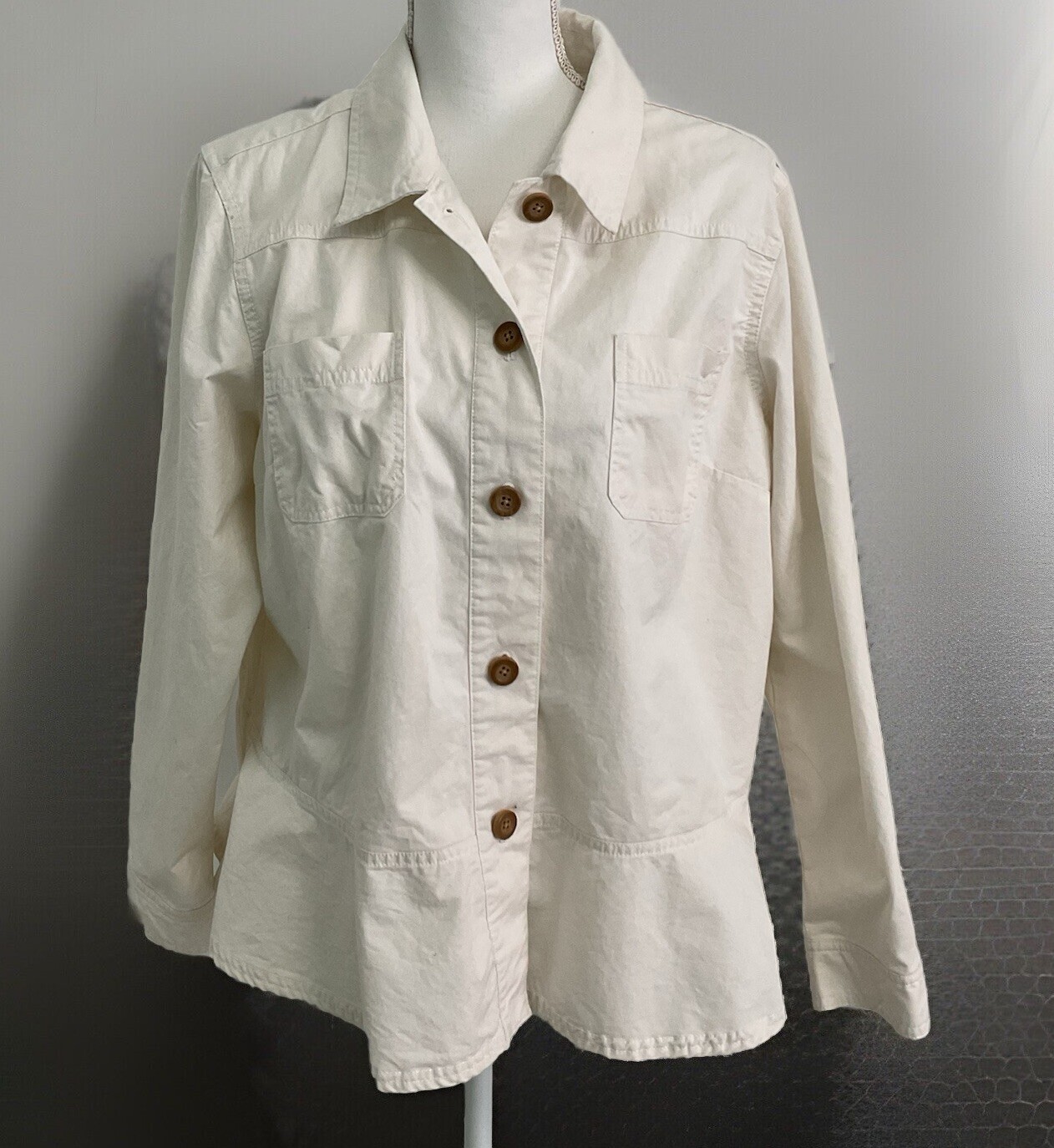Denim & Co Button Down Denim Jacket With Extended Layered Ruffle Cuff Size XL-image