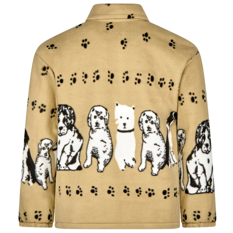 LADIES WOMENS DOUBLE FLEECE ANIMAL PUPPIES WOLF DOLPHIN WILD PRINTED JACKET COAT - Image 3 of 4