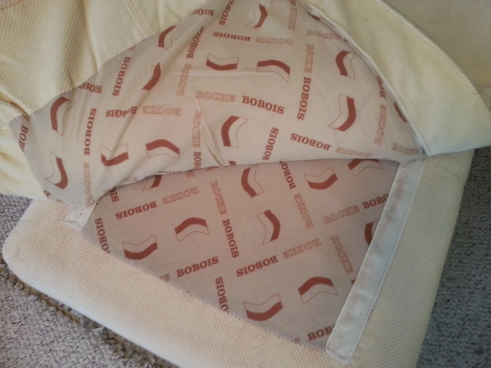 French Corduroy Roche Bobois Love seat, Chair & Ottoman - Image 3 of 4