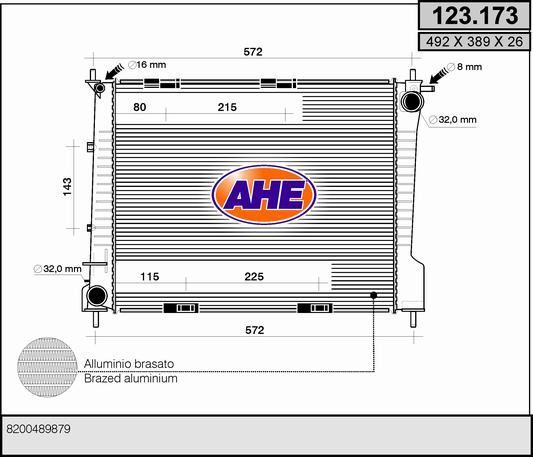 Radiateur Renault Clio III 2.0 16V Sport en aluminium d'origine pour circuit de refroidissement