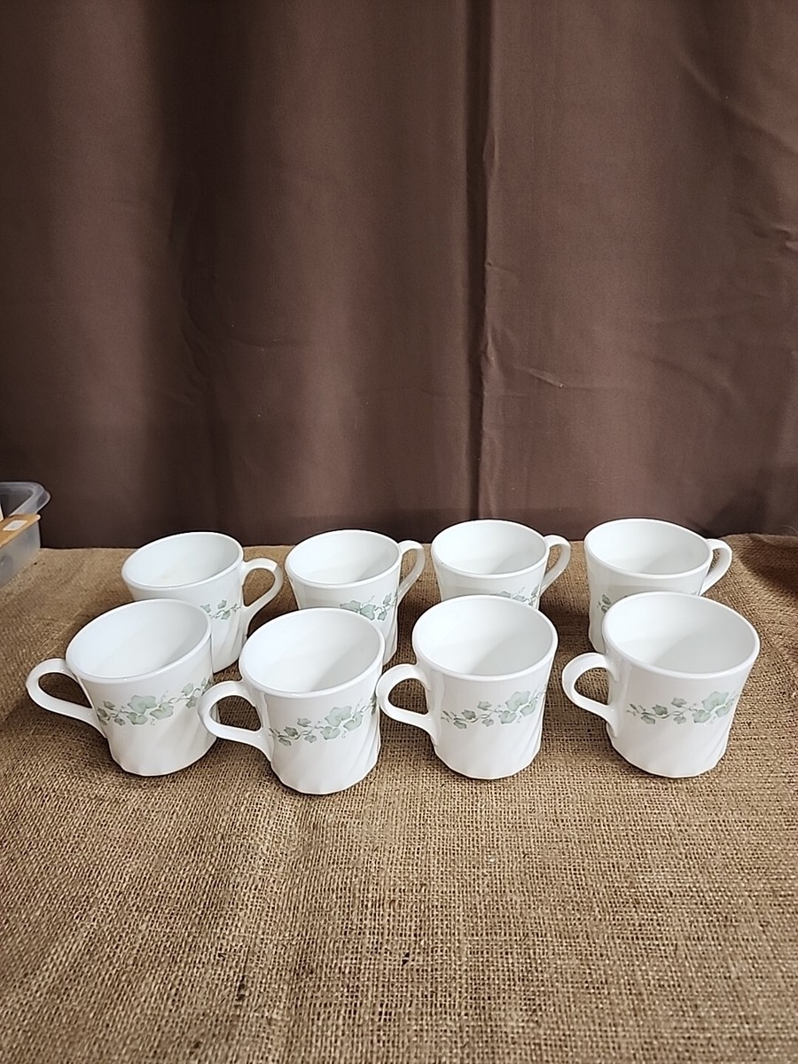 Set of 8 Vintage Corning Ware Corelle Coffee Mugs Callaway Ivy