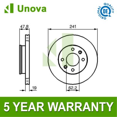 Brake Disc Front Unova Fits Hyundai Getz 2002-2009 + Other Models #1