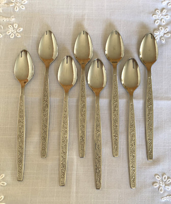 WOF23 World Tableware Flatware 8 Iced Tea Spoon Taiwan Glossy Vintage Stainless
