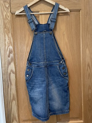 Fat Face Pinafore Dress Size Blue Denim Dungaree Cora VGC