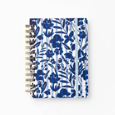 2024-2025 Paper Source Blue Striped Floral 17 Month Hardcover Planner