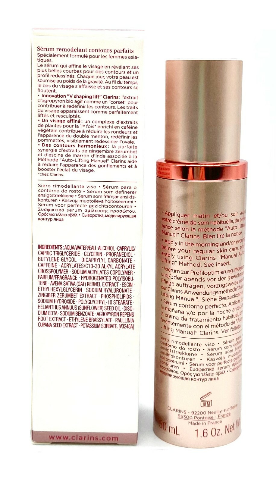 Clarins V Shaping Facial Lift 1.6 oz | Curvy V Face Contouring Serum Anti-Aging