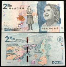 Colombia 2000 Pesos 2015 P458a Banknote World Paper Money UNC Currency Bill Note