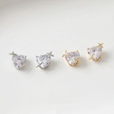 2pcs Zircon Love Heart Charm,Cubic Zirconia Heart Pendant,Heart Pave Charm