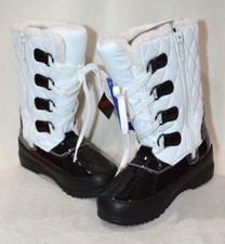 totes kids Girl's Kayla White/Black Winter Boots - Size 12 NWB