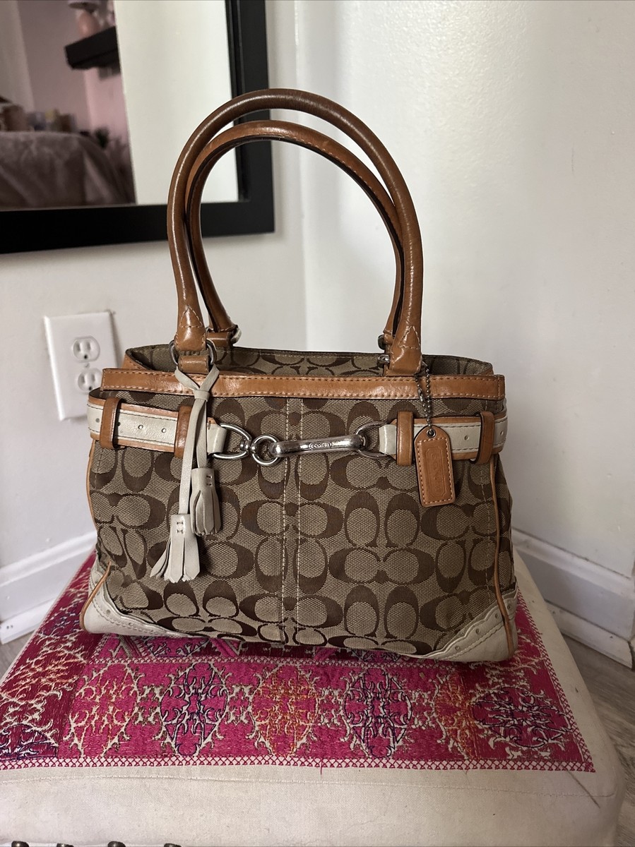 Coach Vintage 1447 Hampton Brown Signature C Print Logo Small Tote