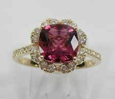 2.50Ct Cushion Cut Pink Tourmaline Halo Engagement Ring 14k Yellow Gold Finish