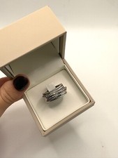 David Yurman 925 Sterling Crossover Ring with Diamonds-Size. 8.25 G-17