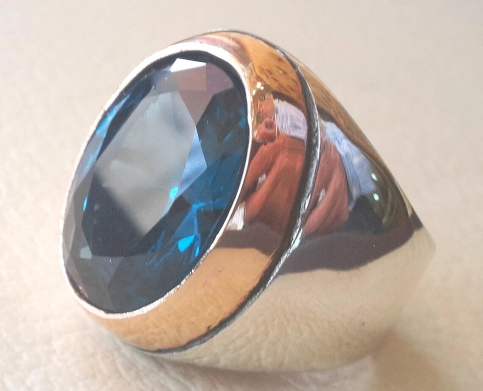 Natural Iolite Ring 925 Silver Huge Gemstone Signet Handmade Mens Jewelry MR#294 - Image 3 of 3