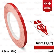 RED 1/8" 3mm Roll PIN STRIPE Car PinStriping Trim Line TAPE Decal Vinyl Sticker