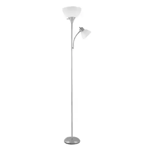 Globe Electric Delilah 72 in. Silver Torchiere Floor Lamp w/ Adjustable Light