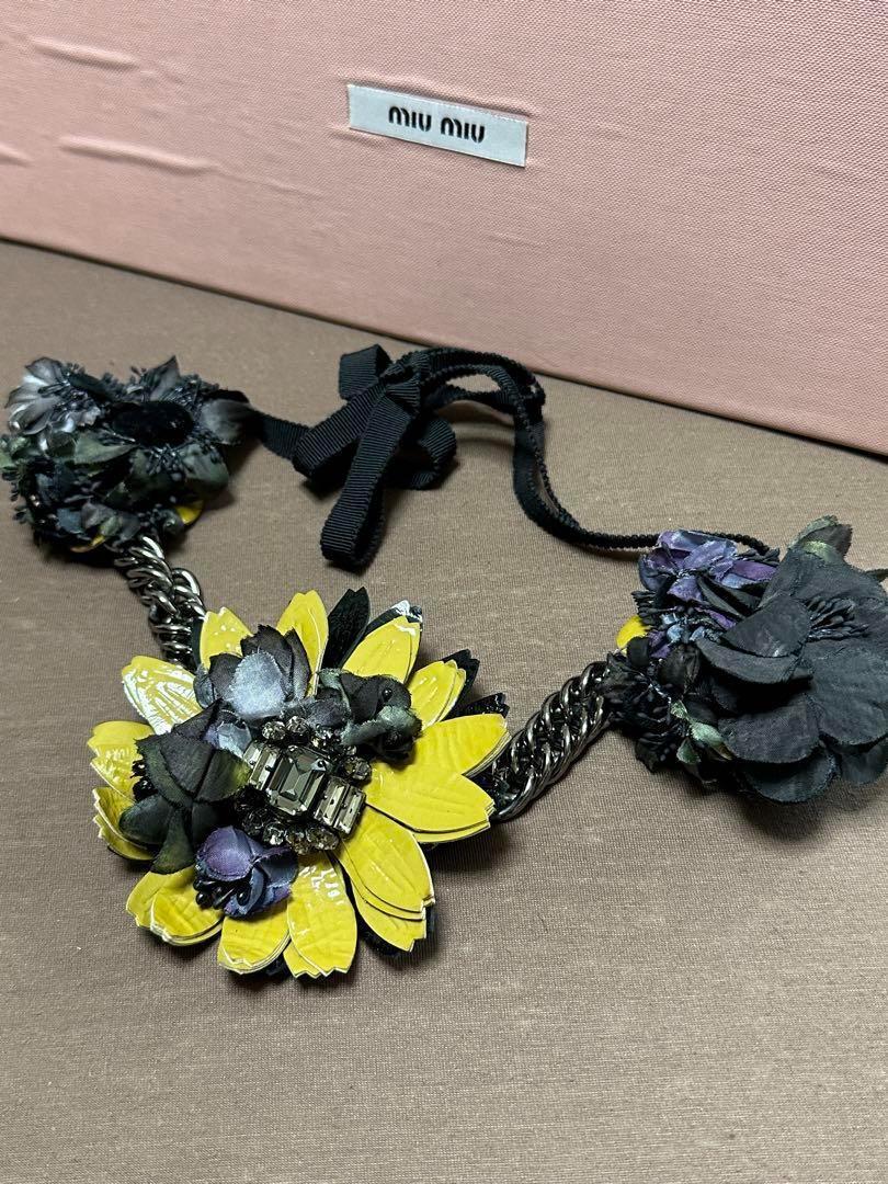 miumiu flower silver chain neckless for women length 125