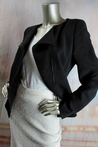 $3570 New with tags AKRIS Black Angled Zipper Wool Annabelle Jacket 40 10 - Picture 4 of 7