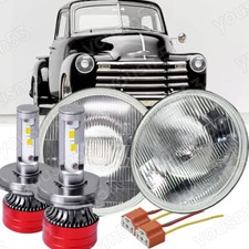 7 Inch Round Led Headlights Glass Lens H4 Bulbs For 1939-1951 Ford Deluxe