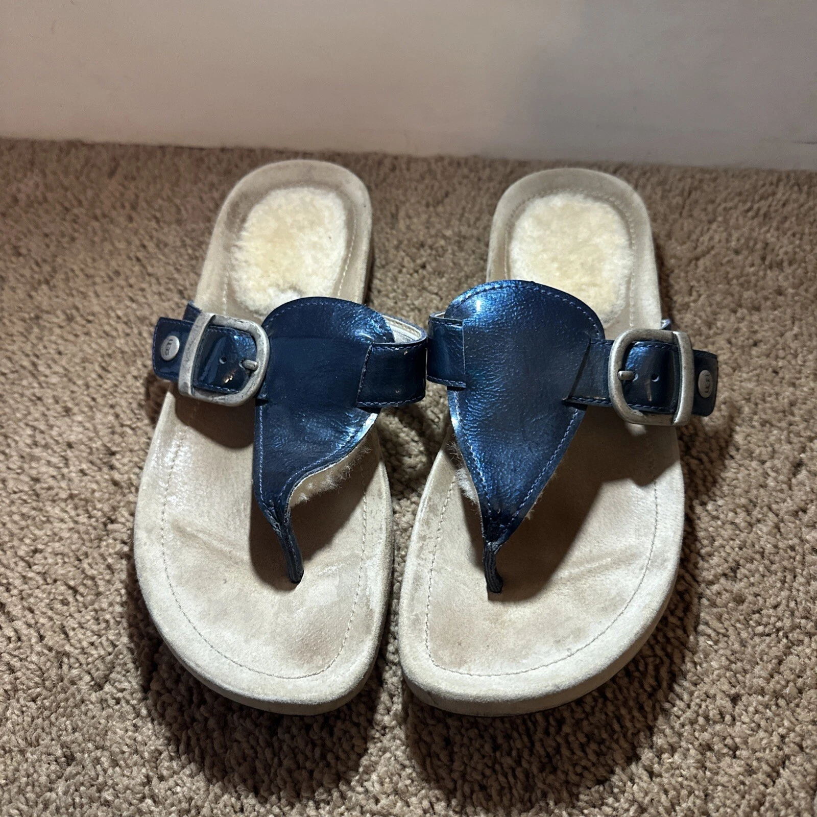 UGG SANDALI INFRADITO INFRADITO INFRADITO INFRADITO FIBBIA PELLE DI PECORA BLU DONNA 6