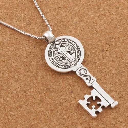 Saint Benedict Medal Silver Finish Key 