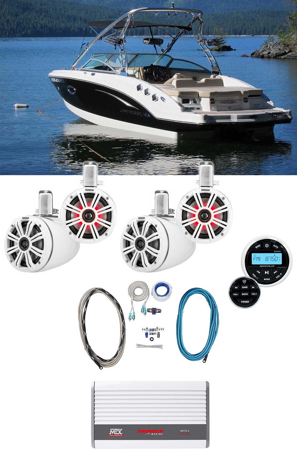 4 Светодиодные колонки для морского вейкборда KICKER 45KMTC65W мощностью 65 780 Вт Усилитель MTX ресивер 228490₽