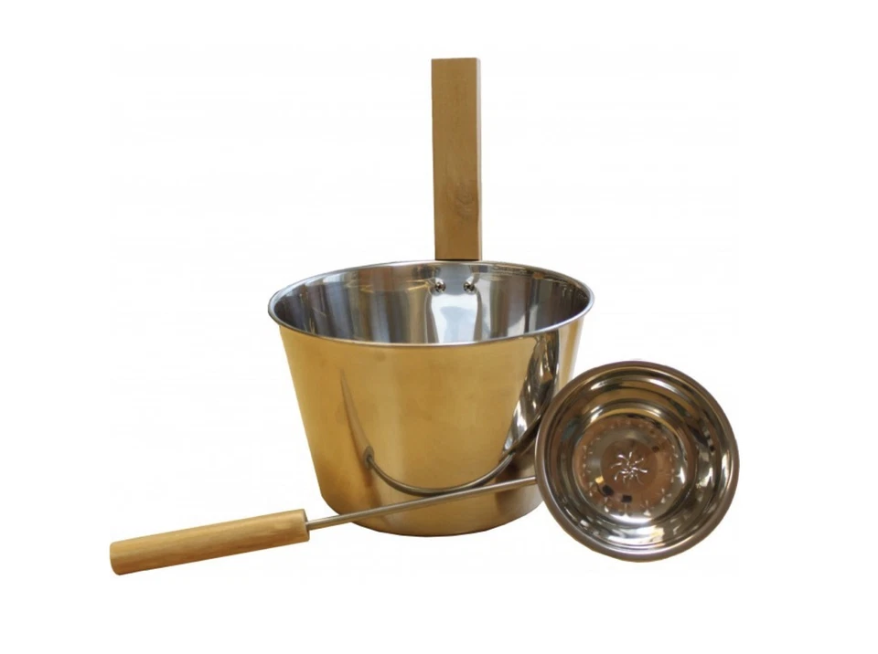 Saunakübel und Saunakelle aus Stahl 2-tlg. Set Saunaaufguss Eimer + Kelle - Bild 2 von 4