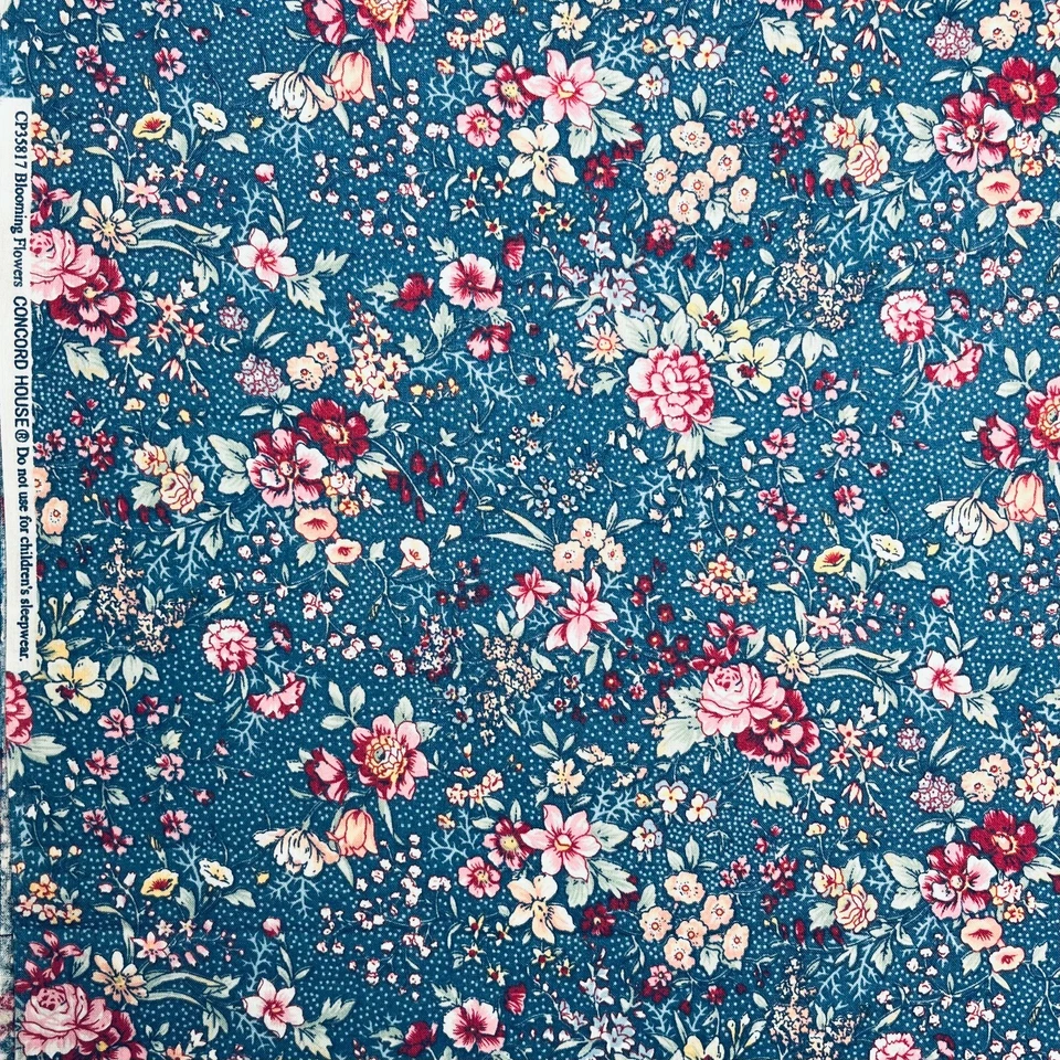 Blooming Flowers by Concord House #CP35817 Floral Fabric in Blue 100% Cotton - Image 4 of 4
