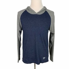 Umbro Hoodie Baseball Jersey Top Men Large Navy Gray Light Weight