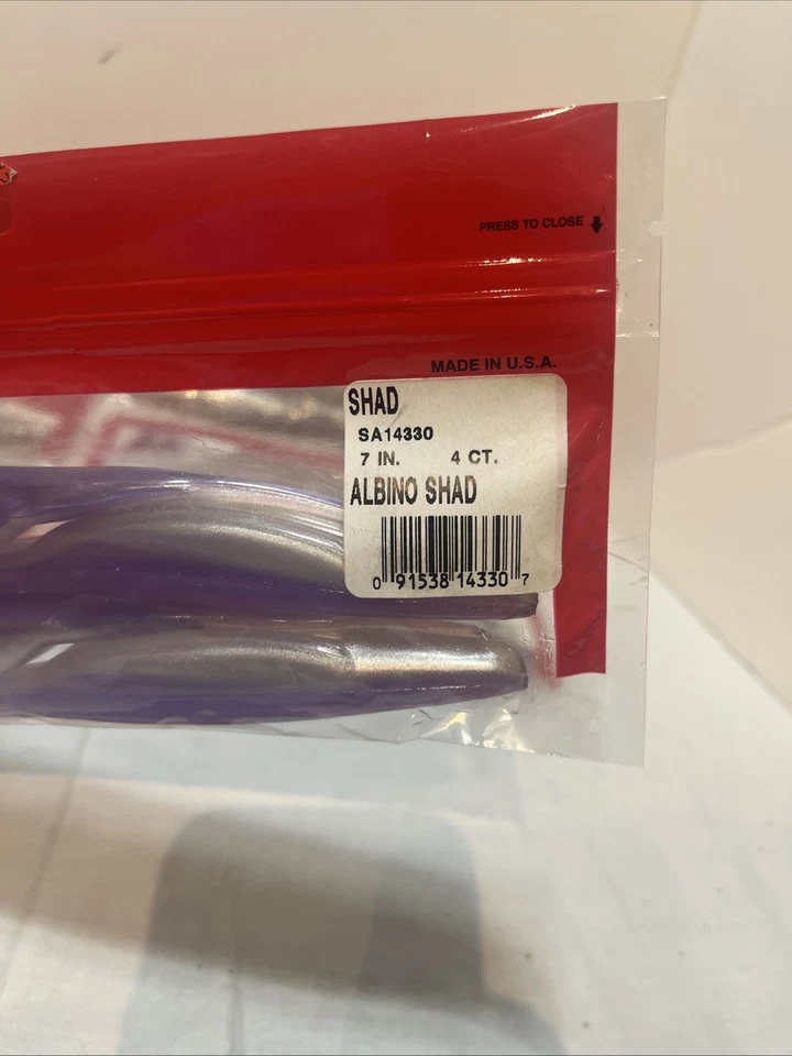 (7) Bass Assassin Shad 7” S&P Silver Phantom/Albino Shad Lote de 7 paquetes Foto 3 de 4