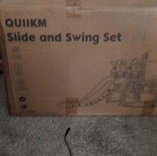 QUIIKM Slide and Swing Set Outdoor Play Structure, MPN SJFUS250314-0012