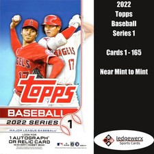 2022 Topps Baseball Series 1 - Complete Your Set, Cards 1-165 NM to Mint