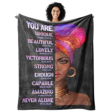African American Woman Throw Blanket Ultra Soft Warm Cozy Lightweight Microfi...