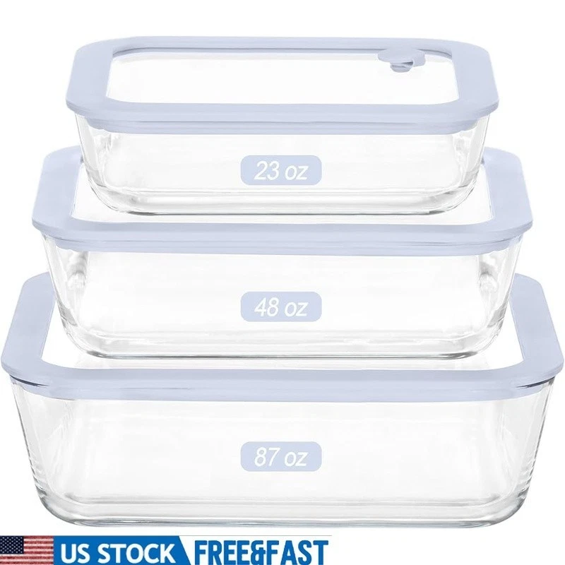 Glass Food Storage Containers W/ Leak Proof Silicone Lid Microwave Safe BPA Free
Opens in a new wind