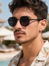Unisex Retro Round Metal Sunglasses UV Protection Vintage Festival Shades