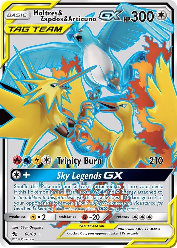 Moltres & Zapdos & Articuno GX - 66/68 - Pokemon Hidden Fates Sun Moon NM
