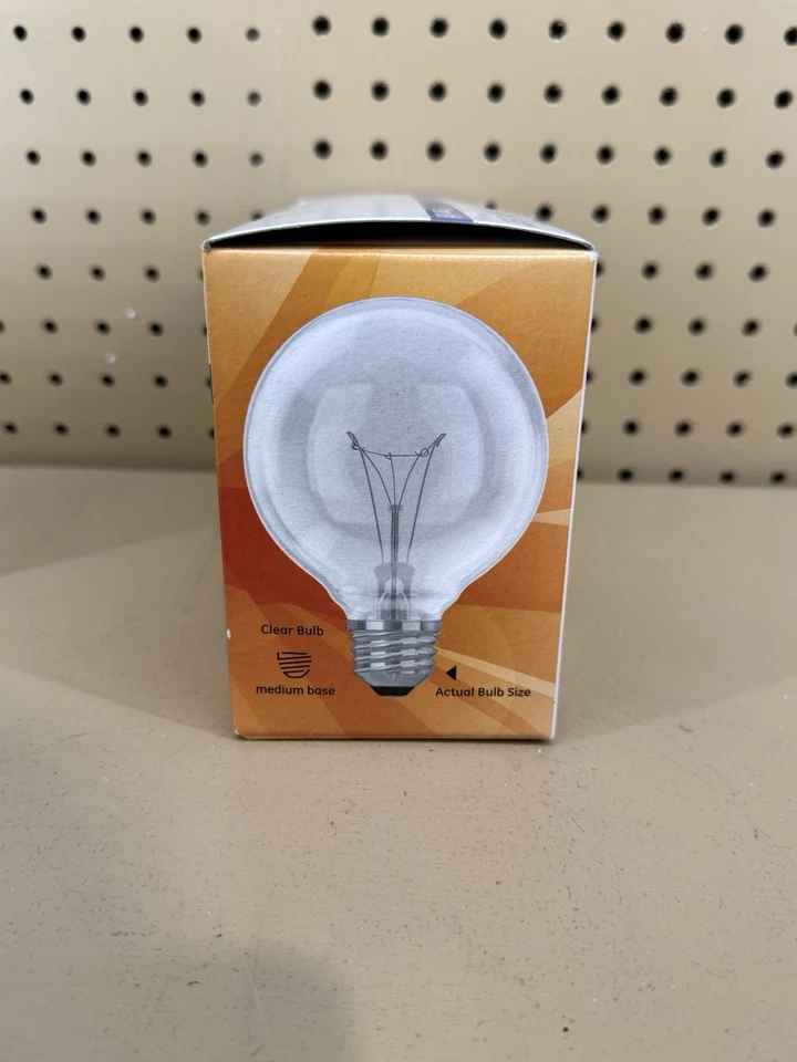 Set of 5 GE Crystal Clear LED Filament G25 Decorative Globe 40W White Light Bulb - Image 2 of 3