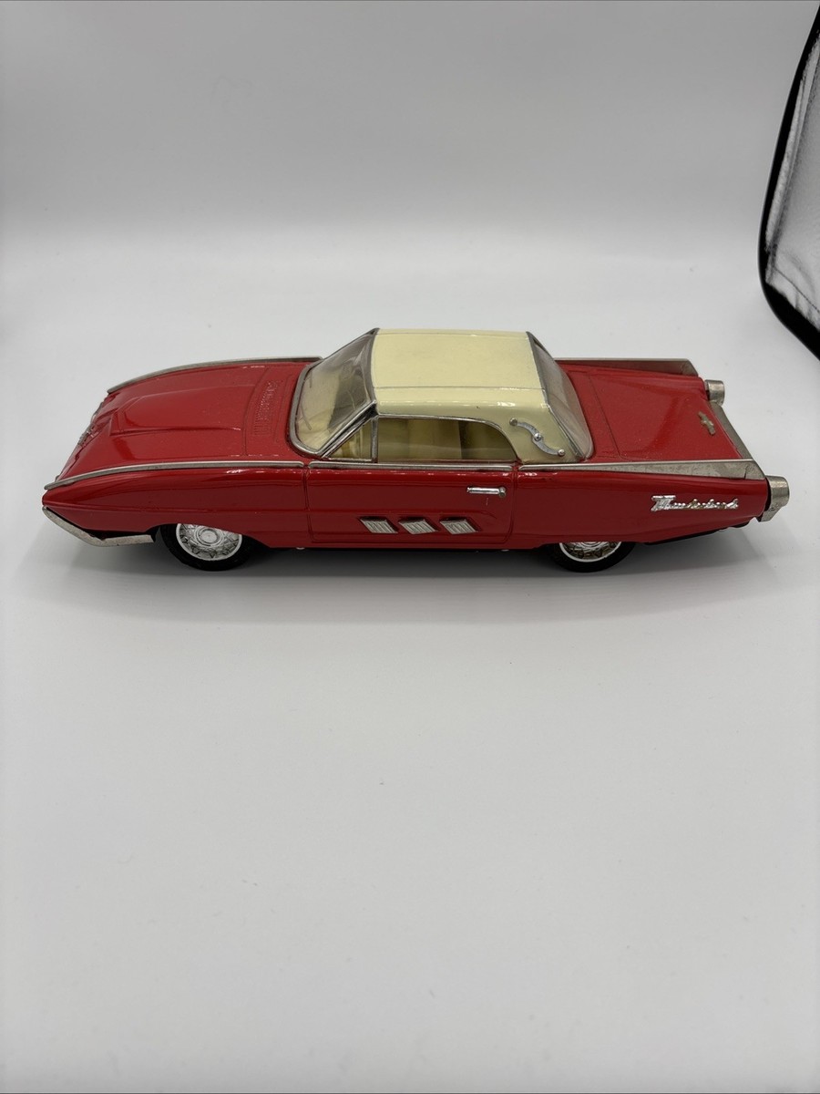 Vintage Ford Thunderbird MF-333 Tin Friction Car Red White Top 1