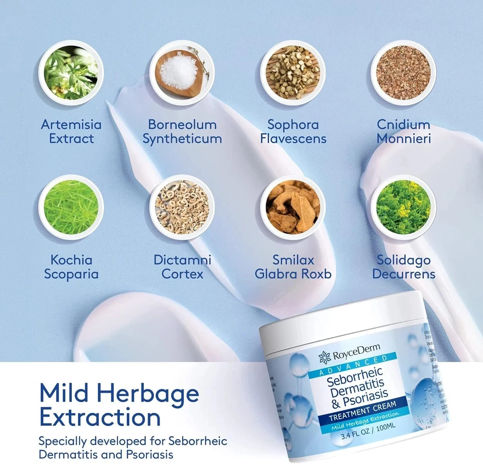 RoyceDerm Seborrheic 皮炎霜,牛皮癣霜,头皮治疗 3.4 盎司 — 第 2/3 张图片