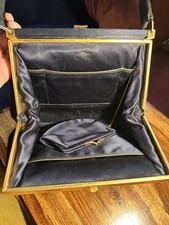 Vintage 1950s Waldybag Navy Handbag with Mirror & Purse • Made in England