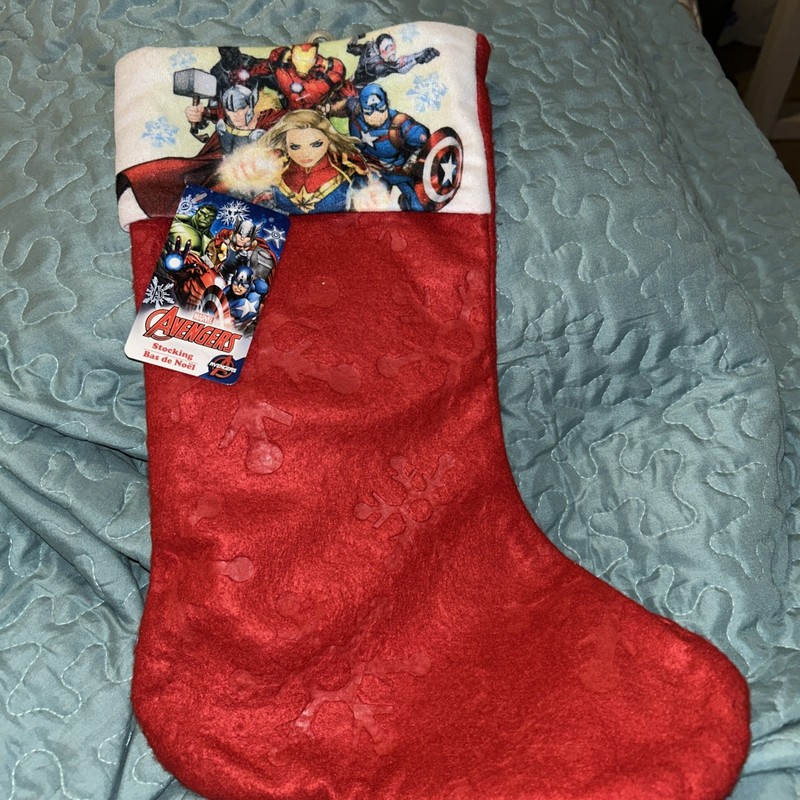 Avengers Christmas Holiday Stocking Marvel Felt Embossed Snowflake 16" NWT