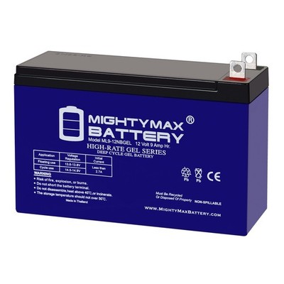 Mighty Max 12V 9Ah GEL NB Terminal Battery Compatible With Duracell Dura12-9NB