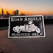 Vintage Cast Aluminum Road Angels Muskogee Okla Very Rare Car Club Plaque Vintage Cast Aluminum Road Angels Muskogee Okla Very Rare Car Club Plaque