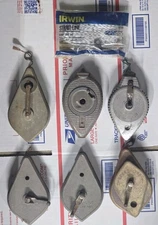 Lot Deal (6) Irwin Straight Line Chalk Line Reel Plumb Bob Metal Tool Made USA +