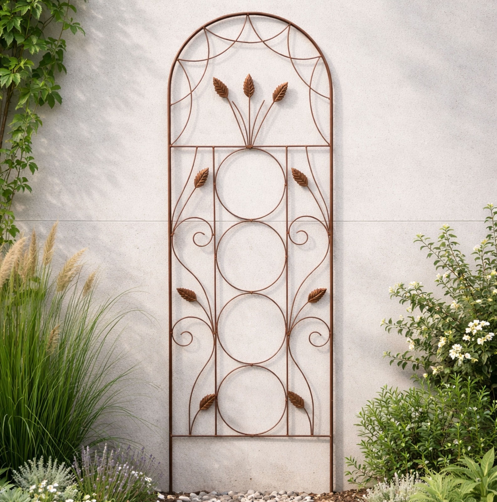 Metal Garden Leaf Trellis Wall Climbing Plant Rose Support Clematis Frame