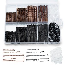Scaups 400PCS Brown and Black Bobby Pins Kit with Hair Bands,