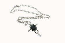 Alchemy Gothic Sanctity Kreuz Halskette P371 Goth Sarg Kristall schwarz 2003 2000er