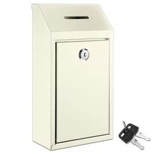 Metal Donation Cash Box Collection Safe Suggestion Box with Lock Wall Mounted...