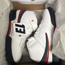 FILA F-13 BOY'S SIZE 5 HIGH TOP SNEAKERS BIG KID WHITE/NAVY/RED 3VF80117-150